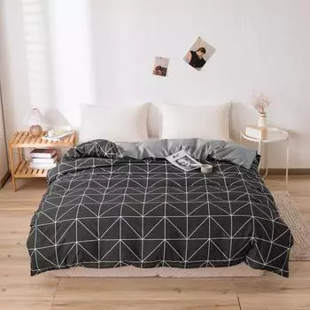 Black Geometric Pattern Printed Duvet Cover Quilt Cover Comforter Case Single Double 150x200cm 180x220 200x230cm 220x240cm Size 1pc 150x200cm