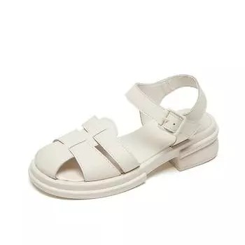 Black Gladiator Sandals Women 2024 Women s Leather Sandals Closed Toe Flat Shoes For Women Sandals 37 бежевый