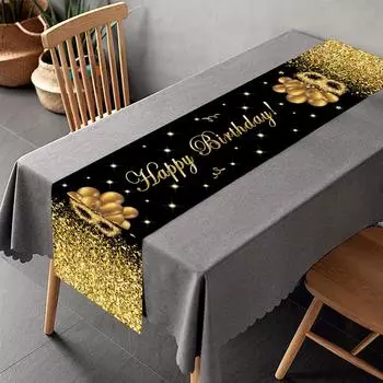 Black Gold Birthday Table Runner 30 40 50 Happy Birthday Party Decoration Kids Adult Tablerunner Birthday Party Supplies