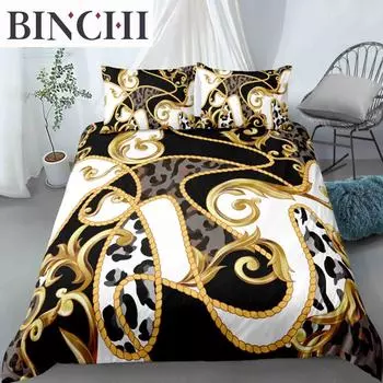 Black Gold Duvet Cover Set Luxury European Style Vintage Bedding Queen King Size For Girl Women Bedroom Decoration Bedding Sets EU single(135x200cm)