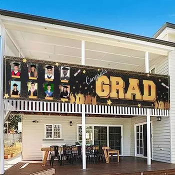 Black Gold Graduation Banner Graduation Party Booth Props Graduation Photo Decor DIY Photo Props Graduation Party Supplies