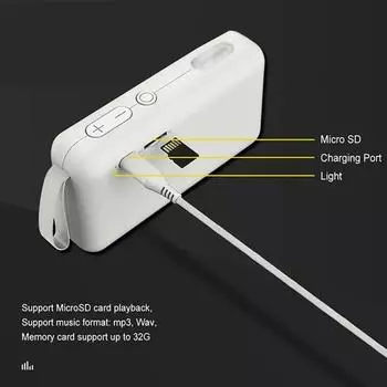 Black-Graffiti Mini Speaker, совместимый с Bluetooth, 4.2 беспроводные динамики, встроенный микрофон Micro SD, стерео музыка с картой FM TF белый