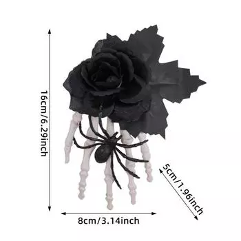 Black Halloween Rose Skull Claw Hair Clip With Spider For Costume Accessories