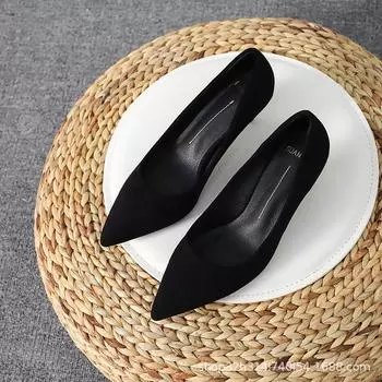 Black high heels for women s stiletto students graduation 2025 new suede versatile workplace work etiquette interview shoes 34