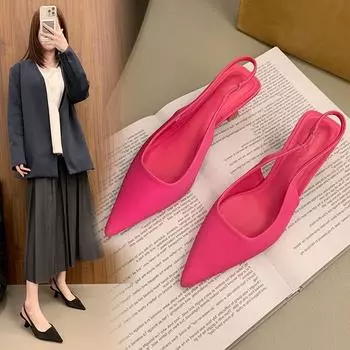 Black high heels women s 2025 spring new small French Korean version single shoes with skirt pointed stiletto sandals 35 чёрный