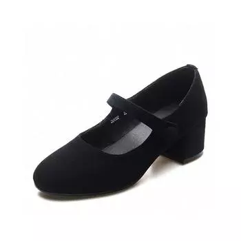 Black high heels women s spring and summer simple temperament one-word belt fashion shoes Mary Jane shallow mouth small single shoes 34