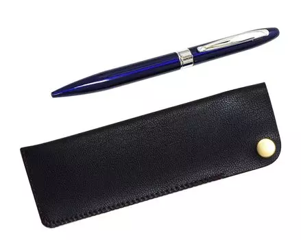 Black horizontal snap pen case and Lasting Piece metal rotating ballpoint pen set (3-pack, blue) T23-NK01B-TK23-L-3 синий