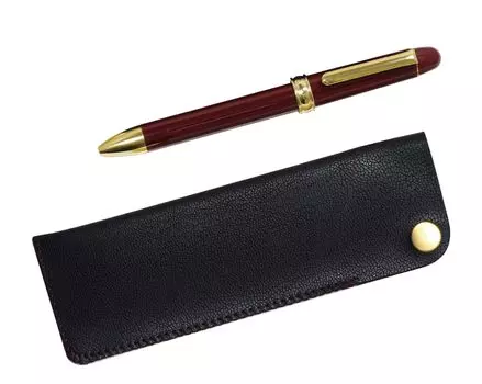 Black horizontal snap pen case with 2C600 rotating ballpoint pen set and red pen set two-color (3-pack, T23-NK01B-2C600-R-3)