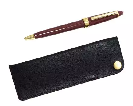 Black horizontal snap pen case with Neo ballpoint pen set D-600 (3-pack, red) T23-NK01B-600B-R-3