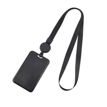 Black ID Card Holder Name Card Working Card Cover Retractable Badge Reel Key Chain Holders