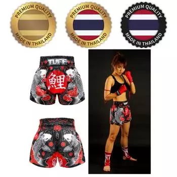 Black Japanese Koi Fish Muay Thai MMA Kickboxing Boxing Shorts Retro Vintage Pants Print 3D Microfiber Elastic Fight Martial Art Training Fitness Gym
