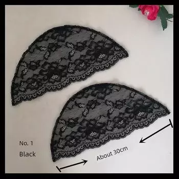 Black Lace Stitching Cover Oversleeve Sleeveless Cheongsam with Cuffs Arms Hiding Bye-Bye Meat Semi-Finished Products Sling Fake Sleeve Black No. 1 small size a pair of radians 42cm