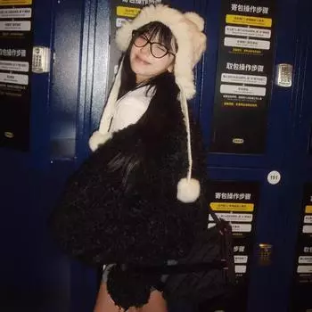 Black lamb wool coat women s autumn and winter new high-end foreign soft waxy sheep curly wool short top S80-50 kg чёрный