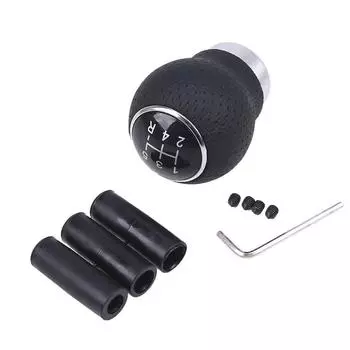 Black Leather 5-Speed Manual Transmission Car SUV Gear Shift Knob Shifter Lever