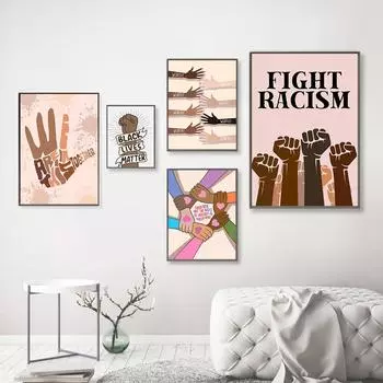 Black Lives Matter Цитата Ретро Плакаты Искусство Винтаж Все Вместе Рука Права Человека Плакат Холст Картина Домашняя Комната Бар Настенный Декор 21cm30cm NoFrame