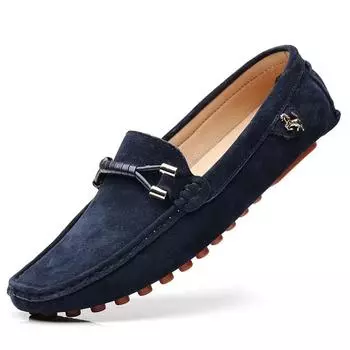 Black Loafers Men Design Suede Loafers Genuine Leather Slip On Moccasins Comfy Driving Shoes For Men Chaussure Homme 37
