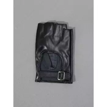 Black Lolita Punk Girl JK Function Harajuku Dark Rock Disco Hip Hop Performance Buckle Leather Half Finger Gloves Black All yards