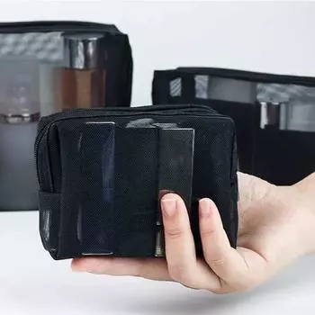 Black Makeup Bags Small Large Mesh Transparent Cosmetic Bag Organizer for Cosmetics Storage Pencil Cases makeup Pouch