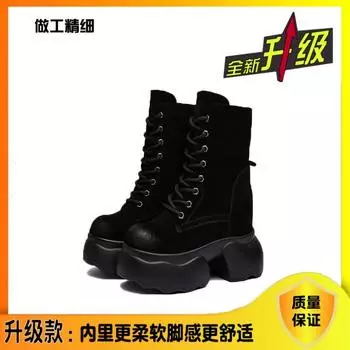 Black Martin boots women s 2025 autumn new thick-soled British locomotive short boots high-heeled thick-soled inner height-increasing women s boots 34