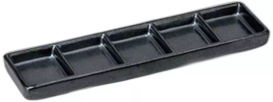 Black matte narrow mouth x x Divided 5 Setomonohonpo 5-dish plate, [23.4 6.2 1.8cm] plate, dishes,