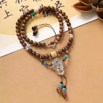 Black Myth Wukong Necklace Handmade Sandalwood Beaded Chinese Style Men s and Women s Retro Sweater Chain Peripheral Accessories