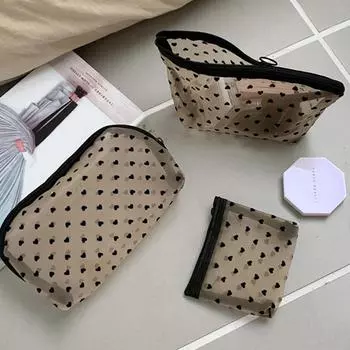 Black Nylon Mesh Makeup Bag Travel Women Toiletry Bag with Zipper Portable Makeup Case Cosmetic Storage Pouch Mesh Zipper Pouch