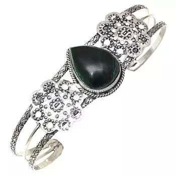 Black Obsedian Gemstone Handmade Silver Jewelry Cuff Bracelets 7 Adjustable