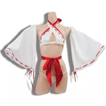 Black Omen A shrine maiden with a loincloth style that exposes her lower Shrine Maiden Cosplay Shrine Maiden Clothes Sexy Extreme Costume Free (Black