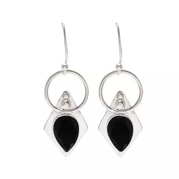 Black Onyx 925 Sterling Silver Earring V1674, Black Earring, Pear Earring, Valentin s Day Gift, Gift For Her, Birthday Gift, Handmade Jewelry, Silver