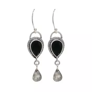 Black Onyx 925 Sterling Silver Earring V2211, Black Earring, Pear Earring, Valentin s Day Gift, Gift For Her, Birthday Gift, Handmade Jewelry, Silver