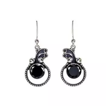 Black Onyx 925 Sterling Silver Earring V3550, Black Earring, Round Earring, Valentin s Day Gift, Gift For Her, Birthday Gift, Handmade Jewelry, Silver