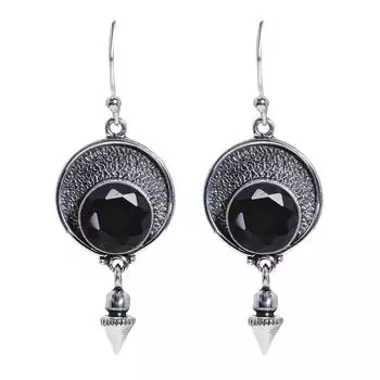 Black Onyx 925 Sterling Silver Earring V6836, Black Earring, Round Earring, Valentin s Day Gift, Gift For Her, Birthday Gift, Handmade Jewelry, Silver
