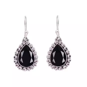 Black Onyx 925 Sterling Silver Earring V9578, Black Earring, Pear Earring, Valentin s Day Gift, Gift For Her, Birthday Gift, Handmade Jewelry, Silver