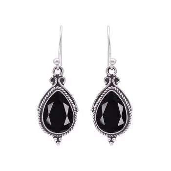 Black Onyx 925 Sterling Silver Earring V9778, Black Earring, Pear Earring, Valentin s Day Gift, Gift For Her, Birthday Gift, Handmade Jewelry, Silver