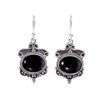Black Onyx - Brazil 925 Sterling Silver Earring V603, Black Earring, Oval Earring, Valentin s Day Gift, Gift For Her, Birthday Gift, Handmade Jewelry,