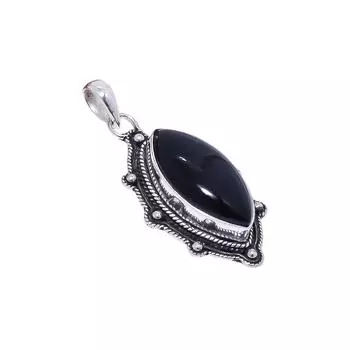 Black Onyx - Brazil 925 Sterling Silver Pendant V9031, Black Pendant, Marquish Pendant, Valentin s Day Gift, Gift For Her, Birthday Gift, Handmade Jew