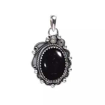 Black Onyx - Brazil 925 Sterling Silver Pendant V8330, Black Pendant, Oval Pendant, Valentin s Day Gift, Gift For Her, Birthday Gift, Handmade Jewelry