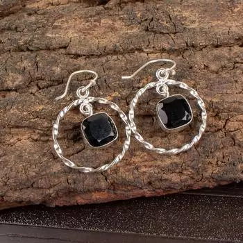 Black Onyx Gemstone 925 Sterling Silver Boho Gift Jewelry Handmade Earrings1.60 EE-60-18