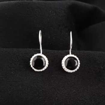 Black Onyx Gemstone 925 Sterling Silver Jewelry Handmade Earrings 0.93 For Gift EE-177-21
