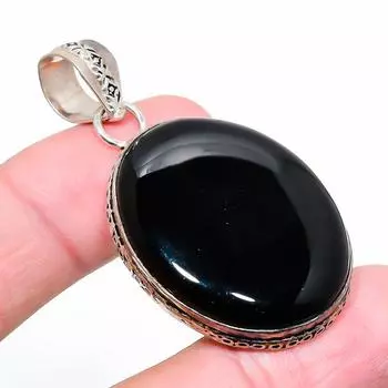 Подвеска из стерлингового серебра 925 пробы с черным ониксом 2,01 дюйма t7o51 чёрный