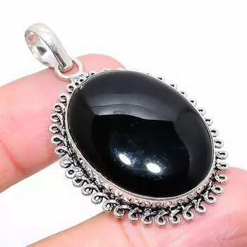 Black Onyx Gemstone 925 Sterling Silver Jewelry Pendant 2.01 c1H03 чёрный