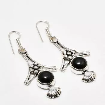 Ювелирные серьги ручной работы из черного оникса с посеребрением 925 пробы 2,08 дюйма