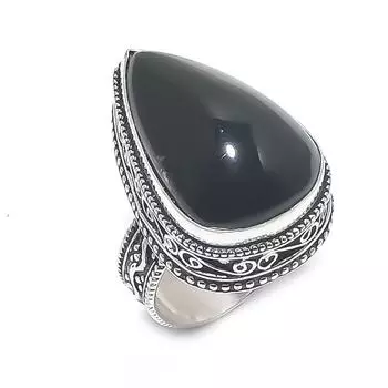Black Onyx Gemstone Handmade 925 Sterling Silver Jewelry Ring Size 7.5 h3J26