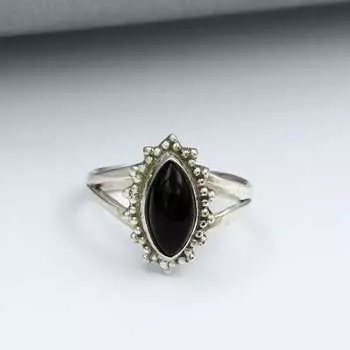 Кольцо с черным ониксом, кольцо в стиле бохо, дизайнерское кольцо, эффектное кольцо, подарок на день рождения, серебряные украшения, серебро 925 пробы 6