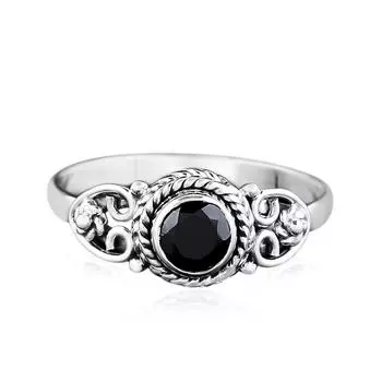 Кольцо ручной работы из черного оникса из стерлингового серебра 925 пробы в стиле бохо, женские ювелирные изделия 6