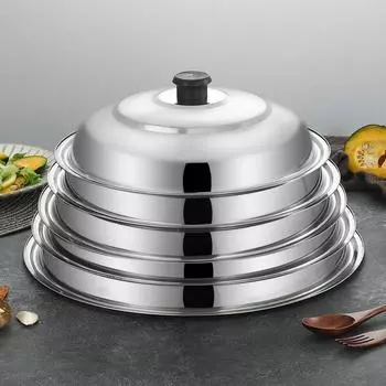 Black Plastic Knot Wok Lid Anti-Scald Pot Cover Kitchen Accessories Stainless Steel Pot Lid Pan 40cm-heightened