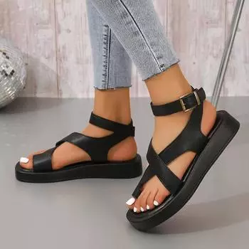 Black Platform Gladiator Sandals Women Plus Size Summer Ankle Buckle Gothic Shoes Woman Roman Style Thick Bottom Sandalias 36 оранжевый