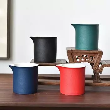 Black Pottery Tea Cup Fair Cup Retro Kung Fu Tea Accessories Tea Set Household Tea Making Tools Ceramic Tea Set Accessories 220ML чёрный