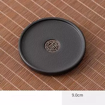 Black Pottery Yuanfu Tea Cup Pad Creative Coarse Pottery Tea Ceremony Cup Holder Whole Thermal Insulation Teacup Pad Kung Fu Tea Holder Accessories