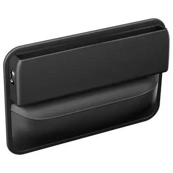 Black PU Leather Car Console Side Seat Gap Filler Organizer Pocket Storage Box